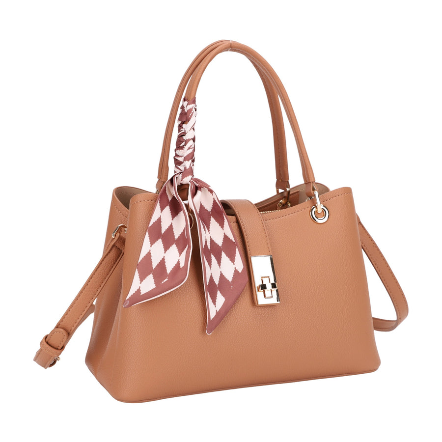 Tanya Twist Lock Satchel with Scarf Tie