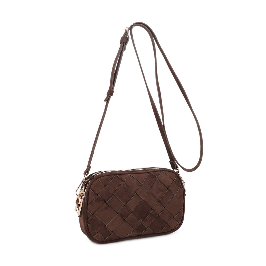 Monica Suede Woven Crossbody Bag